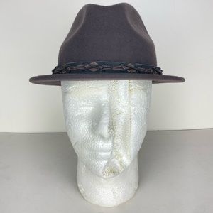 NWT San Diego Hat Company Brown Felt Leather-like Band Fedora Men Size 23 1/2 in